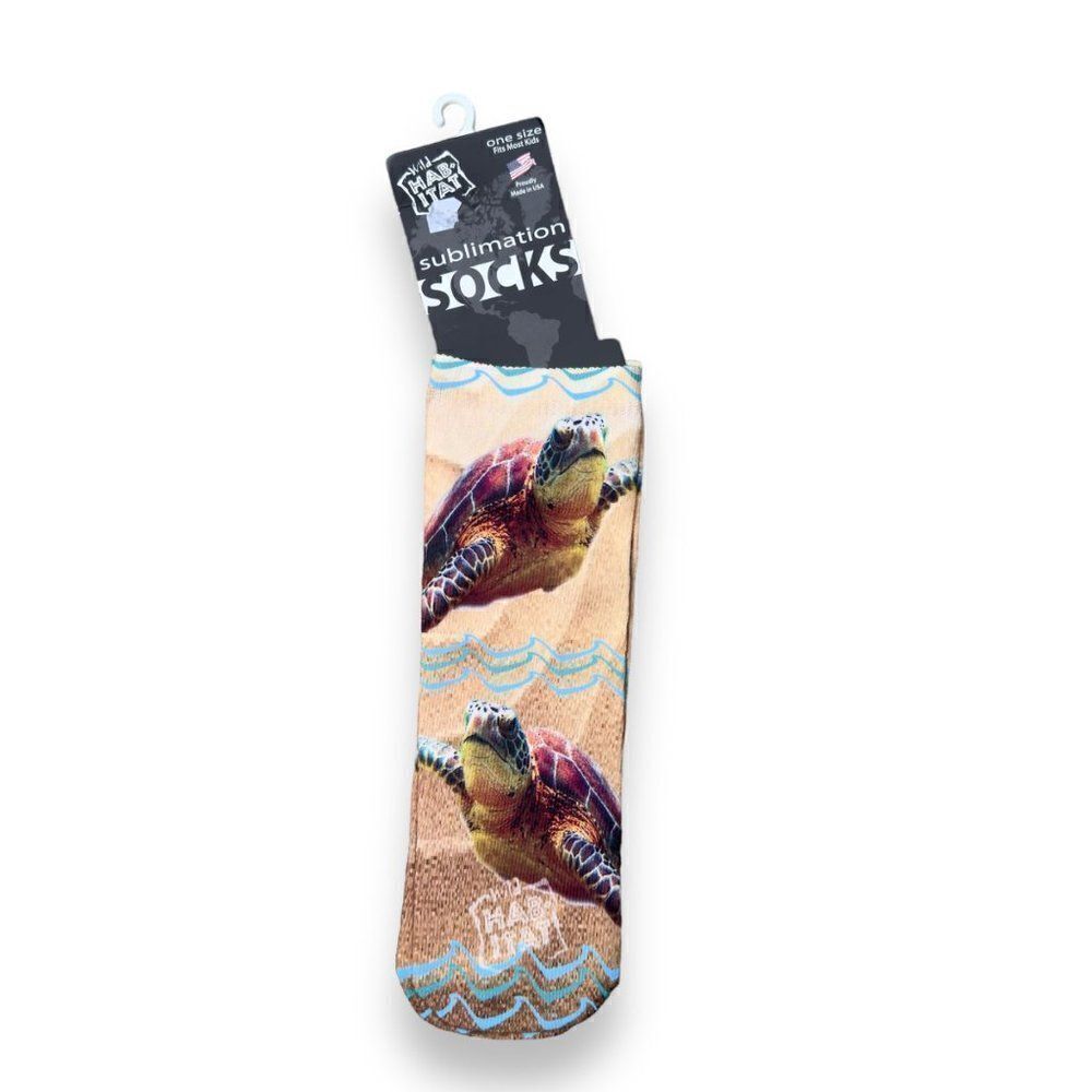 Wild Habitat Sublimation Socks "Sea Turtle" Youth One Size‎ Fits Most